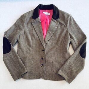 Isaac Mizrahi for Target brown herringbone blazer Womens 12 equestrian academia